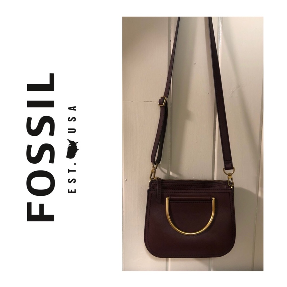 FOSSIL LEATHER HANDBAG MAROON